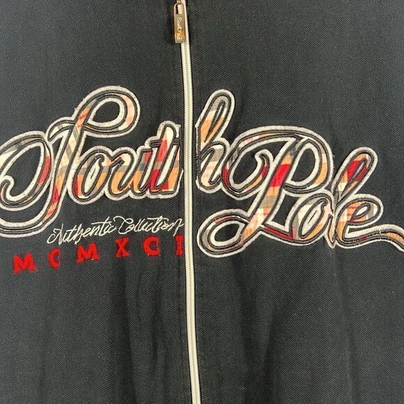 🔥🔥Vintage SOUTH POLE Gear Embroidered Zip Up Sleeveless Hoodie Jacket XL - EUC - Picture 5 of 13